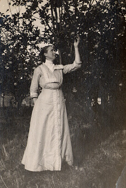 Woman with apple tree